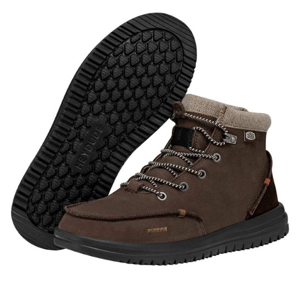 Hey Dude Bradley 40189-255 Men's Brown Leather Lace-up Ankle Chukka Boots FHD081